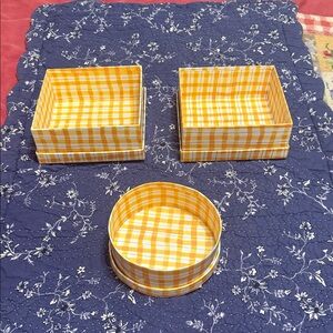 Yellow Gingham Storage Box Set